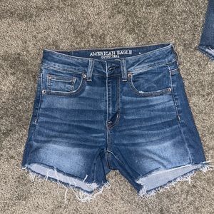 High rise denim shorts